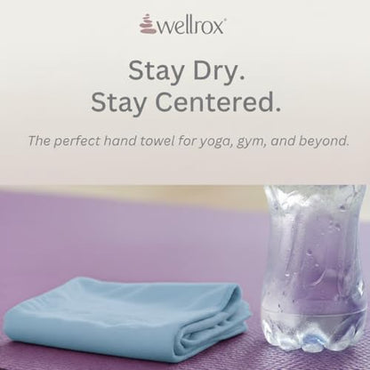 Wellrox Microfiber Yoga Hand Towel – Super Soft, Quick-Dry, Non Slip Yoga Towel for Hot Pilates, Gym & Workouts (26.5" x 16", Blue) - color: Blue
