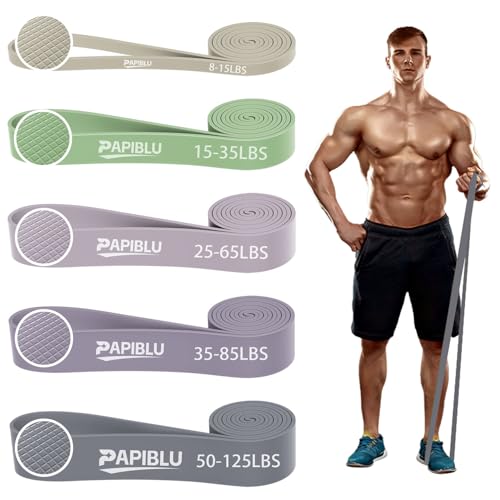 Pull Up Bands, Resistance Bands Set for Pull-Up Assistance, Exercise Bands with Door Anchor & Grip Pads for Men & Women Working Out, Physical Therapy, Muscle Training - color: Grey