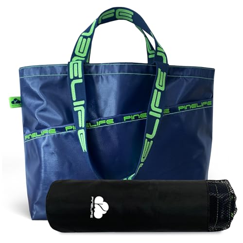 Large Foldable Waterproof Tote Bag, Heavy Duty for Beach & Swim - color: Navy Blue