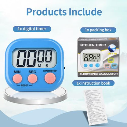 4 Pack Digital Kitchen Timer Magnetic Digital Timer with Big Display Loud Ring Cooking Timers for Kitchen Electronic Timer for Cooking, Game, Gym, Break Time, Classroom (Pink,Blue,Green,Purple, 4) - color: Pink,blue,green,purple