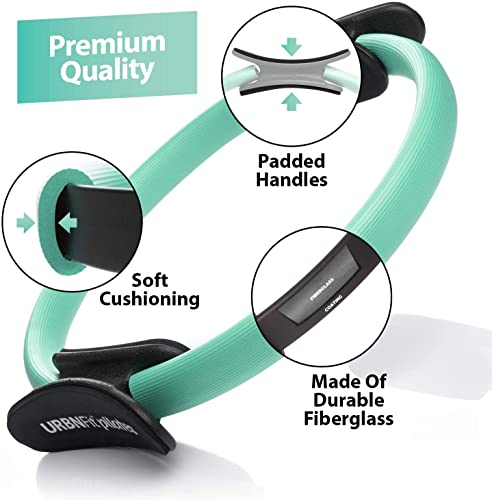 URBNFit Pilates Ring - 12" Magic Circle w/Dual Grip, Foam Pads for Inner Thigh Workout, Toning, Fitness & Pelvic Floor Exercise - Yoga Rings w/Bonus Exercise Guide - color: Teal