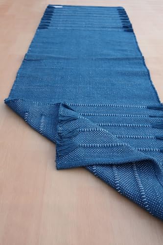 Jaipur art & Rugs Organic Cotton Yoga Mat - Eco-Friendly Hand-Woven Rug - Non Slip & Thick (24”x72”x5mm) for Everyday Fitness at Home - Comfortable Extra-Long - color: Blue