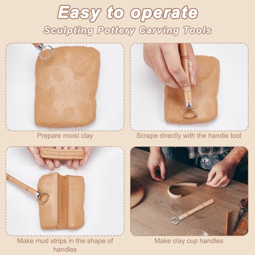 OLYCRAFT 5Pcs Sculpture Scraper Clay Tool for Ceramic Sculpture DIY Craft | 4.6~4.9 Inch Long, Pottery Cup Handle Shape Tool, Modeling Clay Cutters, Sculpture Kit, Clay Modeling Tools, Extruder Tool