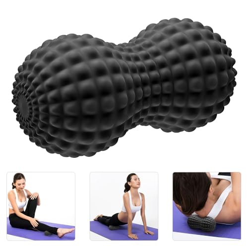 SELEWARE Peanut Massage Ball, Peanut Double Lacrosse Massage Roller Ball for Back Neck Shoulder Spine Legs Hips, Deep Tissue Peanut Roller Ball Trigger Point Muscle Massage Ball, Black - color: Black