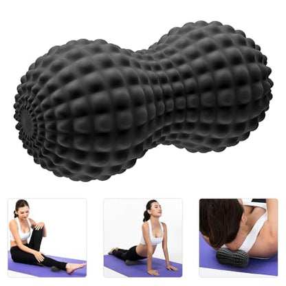 SELEWARE Peanut Massage Ball, Peanut Double Lacrosse Massage Roller Ball for Back Neck Shoulder Spine Legs Hips, Deep Tissue Peanut Roller Ball Trigger Point Muscle Massage Ball, Black - color: Black