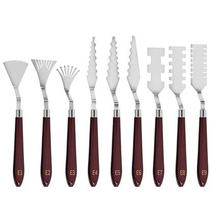 9 Pcs Palette Knife, Odd-Tooth Art Spatula, Baking Paint Handle | Stainless Steel Painting Knife Set, Oil Paint Metal Knives, Pallet Painting Knives for Oil, Acrylic and Canvas Drawing