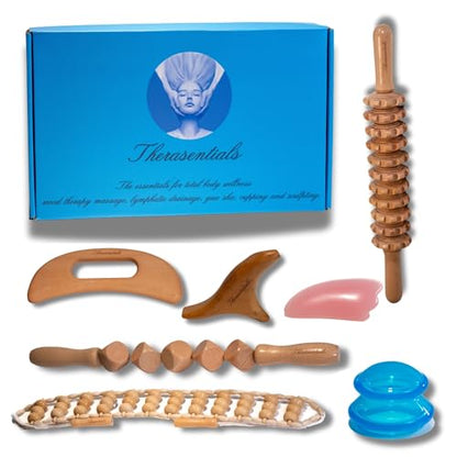 Wood Therapy Massage Tools 12-in-1 Multi-use, Lymphatic Drainage Massager, Maderoterapia Kit - Anti Cellulite Complete Body Sculpting Tools for Total Relaxation & Relief - Massager Tool for Anti Aging