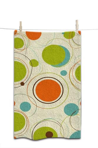 Retro Abstract Lines Bath Towel 15X30 Inch Washcloths Orange Green Blue Colors Face/Body/Hair/Hand Towel for Spa Gym Yoga Swim Bathroom Kitchen Hotel - color: Retro Abstract Lines