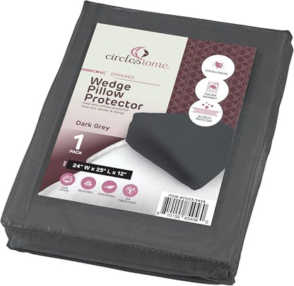 CirclesHome Wedge Pillow Cover 100% Cotton, Zippered Wedge Pillow Case Protector, Soft, Hypoallergenic & Breathable -Dark Grey, (24Wx25Lx12) - color: 4 - Dark Grey, size: Wedge (24 x 25 x 12 inches) - Set of 1