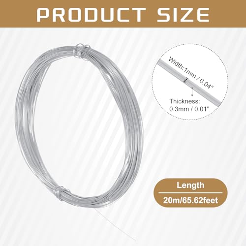 uxcell 1mm Aluminum Craft Flat Wire,66Ft 0.3mm Thickness Bendable Metal Floral Jewelry Beading Armature Wire for Sculpting Armature DIY Jewelry Making, Silver Tone - color: Silver Tone, size: 66Ft