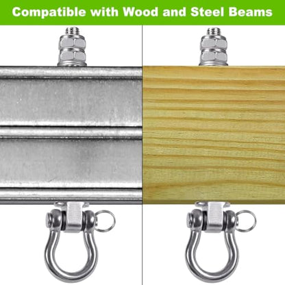 SELEWARE Heavy Duty Swing Hanger with Bearings, 2 Pack Porch Swing Hardware | 304 Stainless Steel, M10 x 6 4/5 Inch Bolts, Supports Up to 1500LB, Designed for Wood Beams, Steel Frames and Yoga Hammocks - color: U (6 4/5 inch, 2 Pack)
