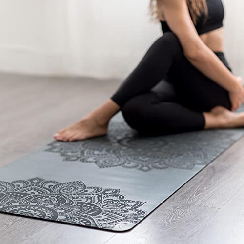 YOGA DESIGN LAB | The Infinity Mat | Luxurious Non-Slip Design Provides Unparalleled Grip to Support and Align You Beautifully | Eco-Friendly | w/Carrying Strap! - color: Mandala Charcoal, size: 5mm
