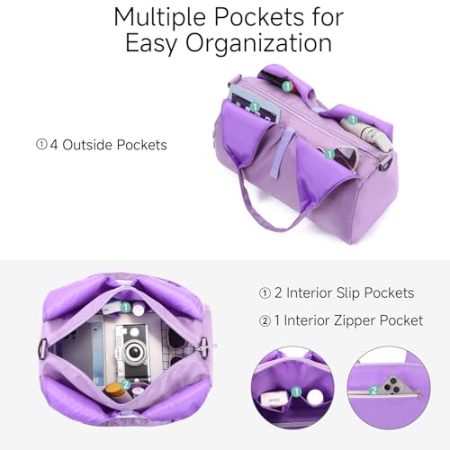Handbag for Women Yoga Bag Large Capacity Yoga Pad Buckle with Shoe Compartment Water Bottle Sports Gym Bag Travel - color: C03-purple