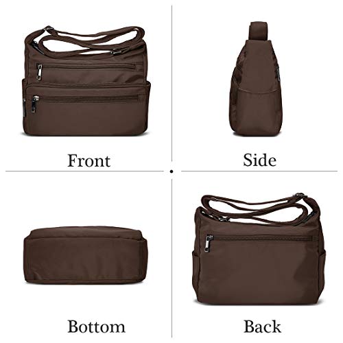 VOLGANIK ROCK RFID Purses for Women Fabric Nylon Multi Pocket Crossbody Bag Ladies Travel Handbag - color: Coffee, size: Standard