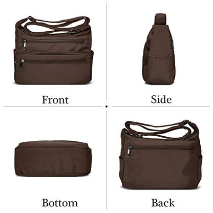 VOLGANIK ROCK RFID Purses for Women Fabric Nylon Multi Pocket Crossbody Bag Ladies Travel Handbag - color: Coffee, size: Standard