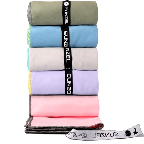Eunzel Microfiber Workout Towel,Quick Dry Silver Ion Absorbent Sweat Gym Towel for Workout, Camping, Travel, Exercise& Fitness 31.5"x15.7", Set of 5 Colorful - color: Colorful