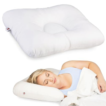 Ergonomic Cervical Pillow for Neck Pain Relief Back & Side Sleepers FULL WH - color: White, size: Full size