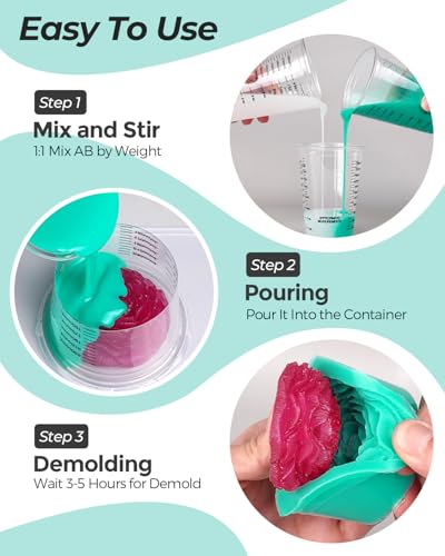 Nicpro 250oz Silicone Mold Making Kit 20A, Platinum Liquid Silicones Rubber | for Mold Maker, Jade Green Flexible & Food Safe Mix Ratio 1:1 for Casting 3D Resins Molds DIY with Gloves, Sticks & Cups - size: 250oz