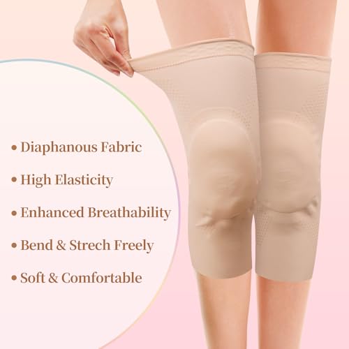 Ultra-thin Dance Knee Sleeves with Gel Pads for Dance, Ballet, Yoga, Cheerleading, Leg Sleeves for Girls，Gift Idea - size: Medium