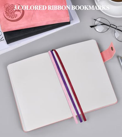 PAIBAS Blank Journal Notebook, A5 Hardcover Leather Sketchbook with 200 Pages Thick Blank Paper for Men Women, Unlined Drawing & Writing Journal, 5.9" x 8.4" Plain Notebook (pink) - color: Pink, size: Blank Page