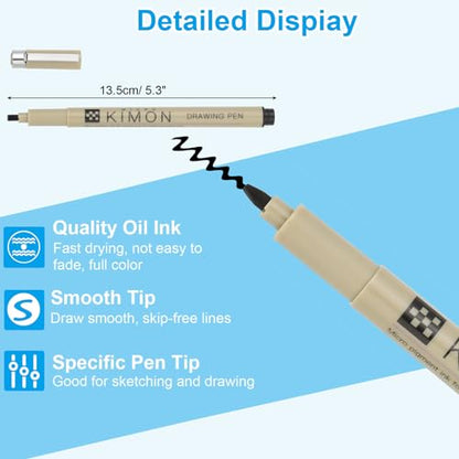 PATIKIL Micro Pen Fineliner Pens, 4Pcs 3mm Medium Point Drawing Pens Waterproof for Archival Artist Calligraphy Illustration Journaling Sketch, Black - size: 3mm
