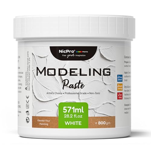 Nicpro Modeling Paste 571 ml / 28.2 oz for Acrylic Painting | High-Density Acrylic Medium for Texture, Thickness, Structural Molding Paste for Art Projects, DIY, 3D Effect - size: 571 ml