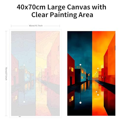 ARTGOTO Large Paint by Numbers for Adults Abstract Cityscape | 15.7x27.5inch/40x70cm Paint by Number Kit on Canvas, Urban Street Reflection Acrylic Painting Set, No Frame - color: PBN037