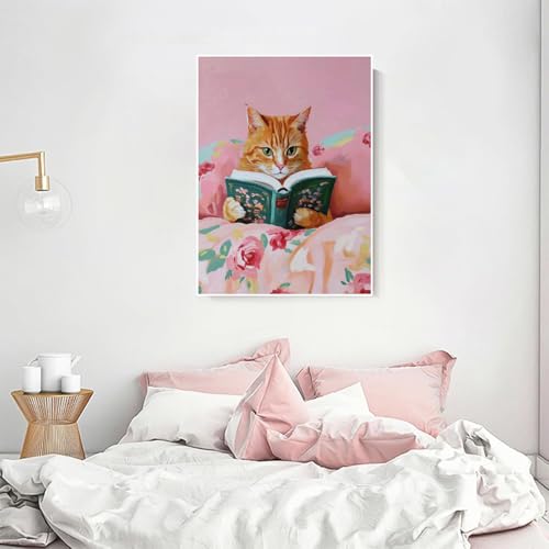 Orange Cat Diamond Art Kits for Adults Diamond Painting Kit for Beginner | Bathroom Animal 5D Funny DIY Diamond Dots Full Drill Crafts for Gem Art Dot Art for Adults Home Wall Decor for Teens 12x16 in - color: DP03389