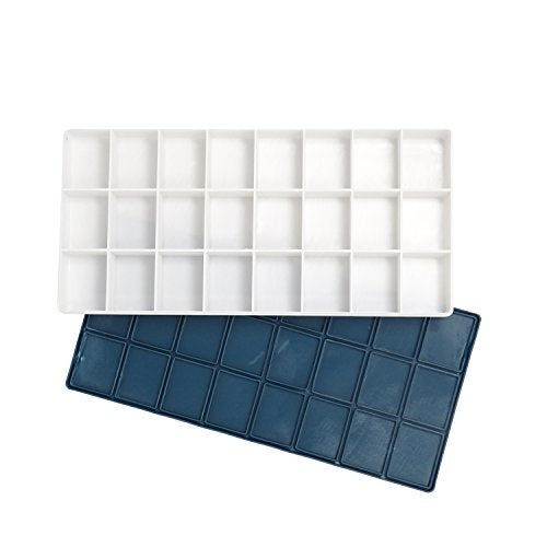 Honbay 24 Compartments Plastic Paint Palette Paint Tray with Soft Lid for Watercolors, Gouache, Acrylic and Oil Paint