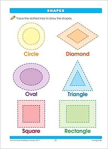 School Zone Tracing Trails Workbook: 32 Pages, Preschool, Pre-Writing, Intro to Shapes, Alphabet, Numbers, Ages 3 to 5 (Little Hand Helper Book Series)