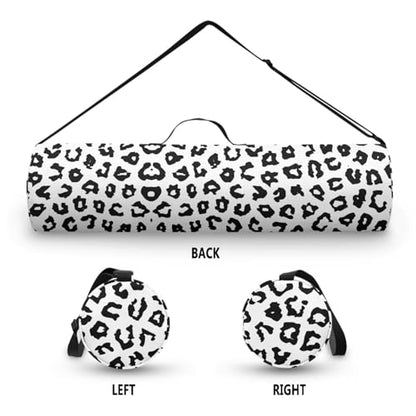 Yoga Mat Bags for Women Lightweight Gym Bag with Strap Full Zip Yoga Accessories - color: Leopard Print White