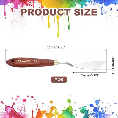 MECCANIXITY Pack of 1 Palette Knife No.26, 8.6" Long Palette Knives with Stainless Steel Flexible Spatula Pallet Knife and Wood Handle for Scraping, Mixing, Oil Acrylic Painting Canvas - style: No.26
