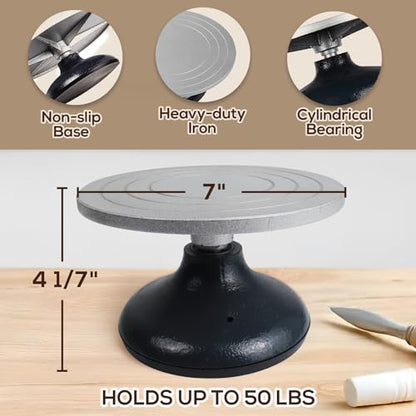 7 Inch Heavy Duty Pottery Wheel, Pottery Decorating Banding Wheel for Adults - size: 7''