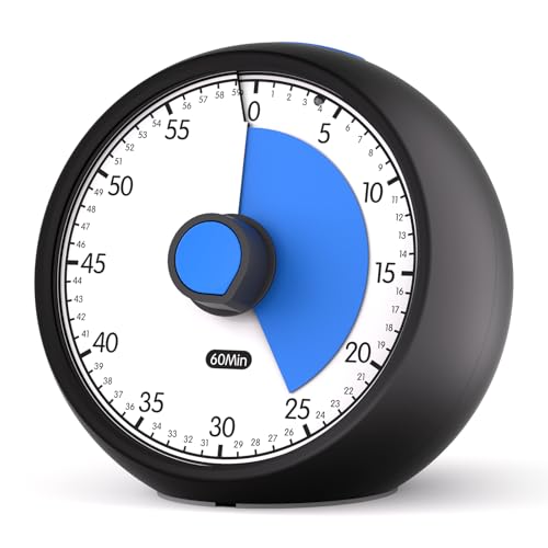 Visual Timer for Kids 60-Minute Countdown Timer with Optional Alarm, Focus Tool for ADHD & Autism, Time Management for Homework, Chores, Office, Kitchen, Teaching & Study Routines (Black Blue) - color: Black Blue