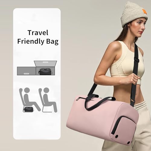 Handbag for Women Yoga Bag Large Capacity Yoga Pad Buckle with Shoe Compartment Water Bottle Sports Gym Bag Travel - color: B03-1 Pink
