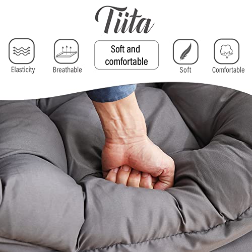 Tiita Lazy Chair with Ottoman, Comfy Reading Accent Chair, Dark Grey - color: Dark Grey