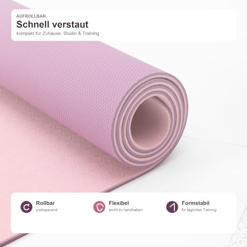 Large Wide TPE Yoga Mat Non-Slip Thick (183 x 80 x 0.8 cm) for Women & Men - Ideal for Home Exercise, Gym, Pilates and Fitness - color: lotus line