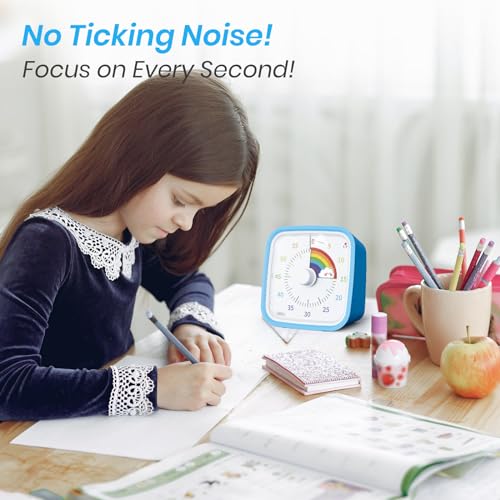 Yunbaoit Rainbow Visual Timer for Kids, 60-min Countdown Timer, Blue - color: Blue Rainbow