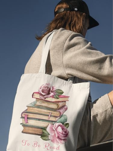 Aesthetic Canvas Tote Bag for Women with Inner Pocket - color: Read-rose