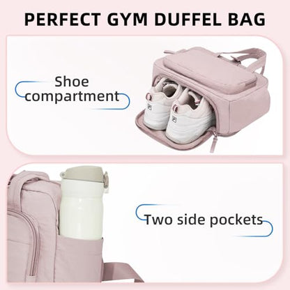 mini gym bag for women, travel duffel bag with wet pockets and Shoe Compartment,Lightweight carry on weekender duffel, water resistant,for sports,yoga,dance,black - color: black