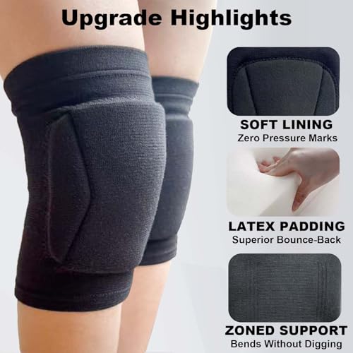 XXL Knee Pads for Volleyball Women & Men, Enlarged Latex Padding, Black 2XL - size: XX-Large