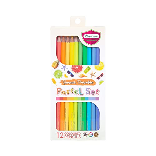 MASTERART Pastel Colored Pencils 12 Colors for Kids and Adults Coloring (SUMMER PARADISE PASTELS) - style: SUMMER PARADISE PASTELS