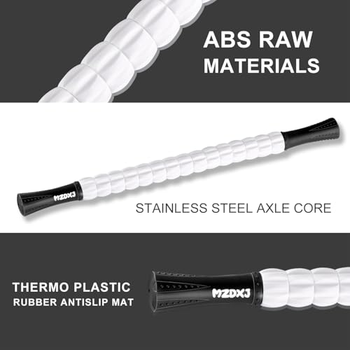 Muscle Roller Massage Roller Stick- Deep Tissue Fascia Blaster for Myofascial Pain Relief, Lymphatic Drainage & Body Sculpting, Handheld Physical Therapy & Recovery Tool (Black & White) - color: Black White