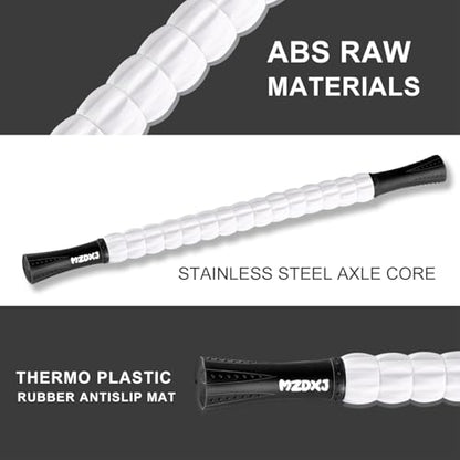 Muscle Roller Massage Roller Stick- Deep Tissue Fascia Blaster for Myofascial Pain Relief, Lymphatic Drainage & Body Sculpting, Handheld Physical Therapy & Recovery Tool (Black & White) - color: Black White