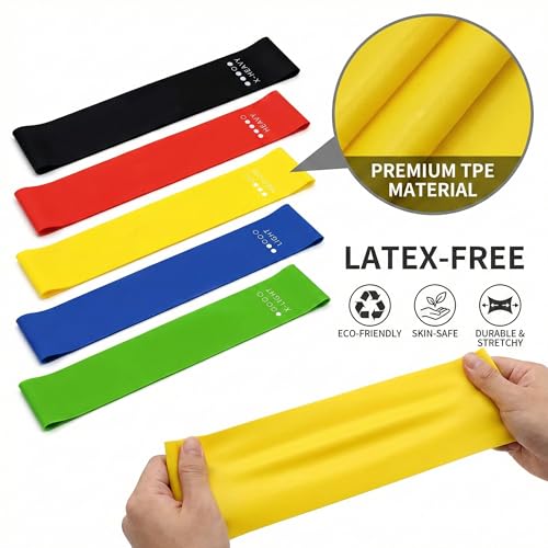→ Resistance Bands Set, 5 Levels Exercise Bands for Workout, Stretching & Physical Therapy, Latex-Free TPE Fitness Bands with Carry Bag