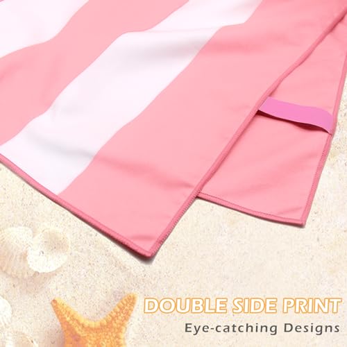 Eunzel 2 Pack Microfiber Beach Towel, Quick Dry Travel Towel Large Sand Free Towel for Beach, Camping, Swim Pool, Gym, Sports& Yoga 71"x32", Stripe Navy & Pink - color: Stripe Navy & Pink