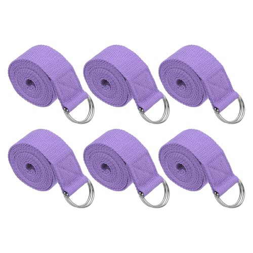PATIKIL Yoga Strap for Stretching Cotton Yoga Belt with Adjustable Metal D-Ring Buckle Stretch Bands for Fitness Pilates - color: Light Purple, size: 8 Feet
