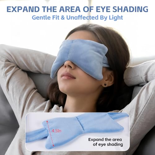 SPRING SEAON Weighted Sleep Mask,Light Blocking,Velvet Gravity,Adjustable | Sleeping Mask, Weighted Glass Beads, Blindfold, Adjustable, Breathable, Day&Night Use, For Travel and Relaxation, Blue - color: Light Blue