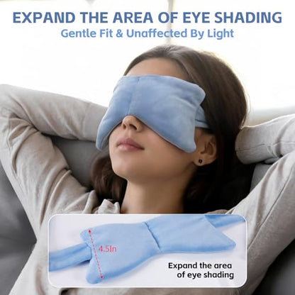 SPRING SEAON Weighted Sleep Mask,Light Blocking,Velvet Gravity,Adjustable | Sleeping Mask, Weighted Glass Beads, Blindfold, Adjustable, Breathable, Day&Night Use, For Travel and Relaxation, Blue - color: Light Blue