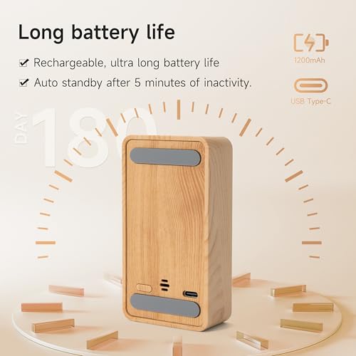 Visual Timer, Rechargeable Digital Hourglass Timer with LED Display - color: Wood Grain Finish